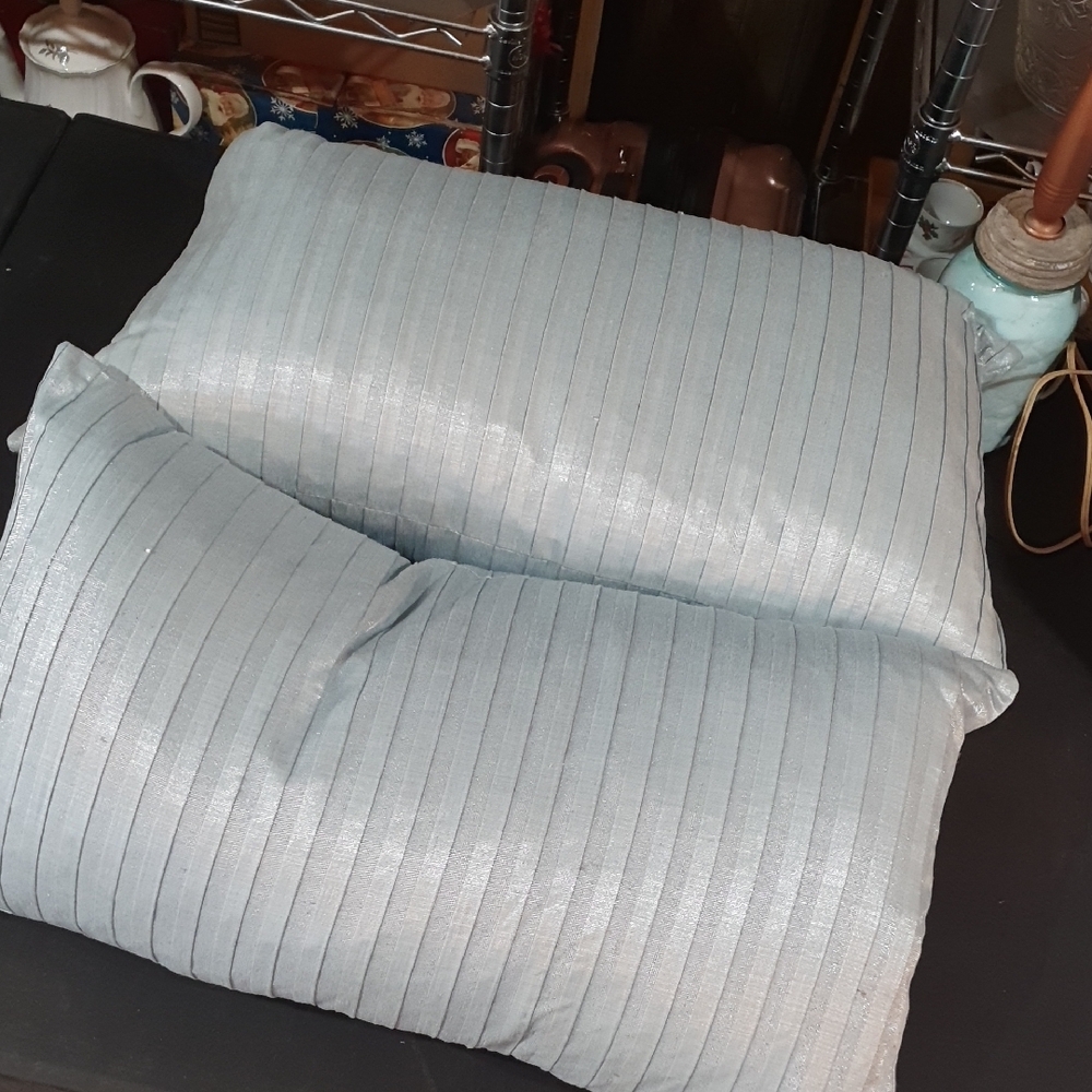 Blue Textured Feather Down Pillow for Cozy Comfort